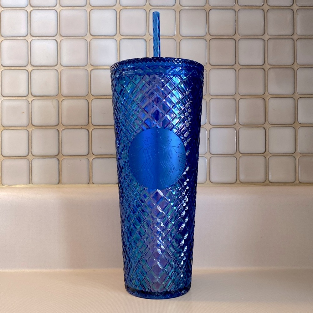 Starbucks Blue Crosshatch Christmas Tumbler